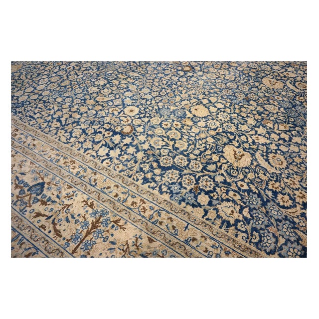 Antique Persian Tabriz Wool 12x18 Blue & Tan Handmade Area Rug #1141057 For Sale - Image 16 of 18