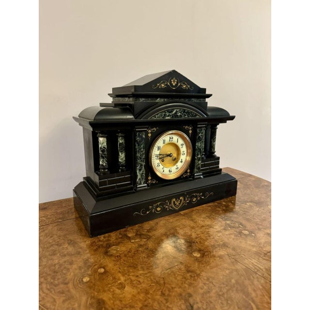 Late 19th Century Large Antique Marble Mantle Clock, 1890 For Sale - Image 5 of 6