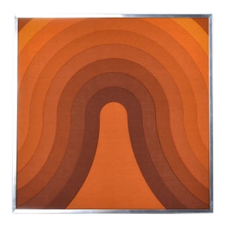 Framed Verner Panton for Mira X Orange Kurve Danish Textile Panel For Sale