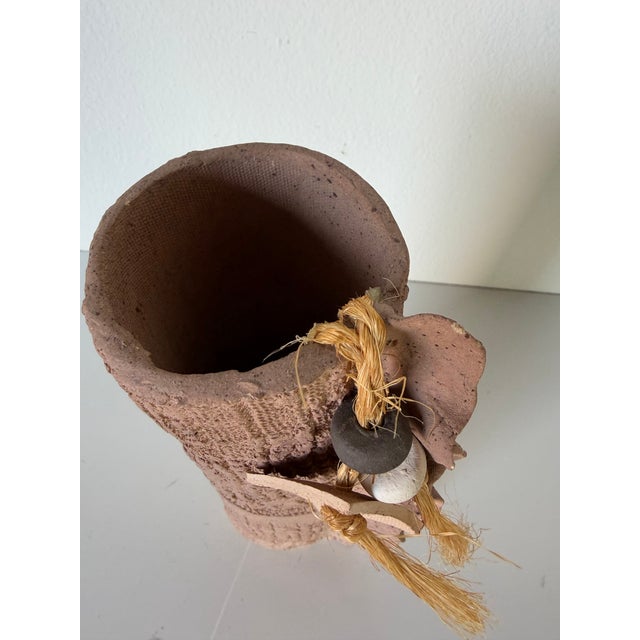 Vintage Tinta Organic Rustic Textured Handmade Studio Pottery Vase For Sale - Image 12 of 12