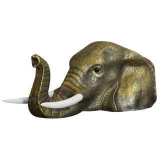 Elephant Head in Brass For Sale