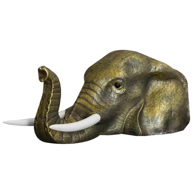 Elephant Head in Brass For Sale