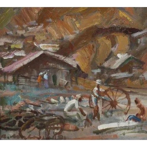 Contemporary India, Oil on Board, 20th Century For Sale - Image 3 of 5