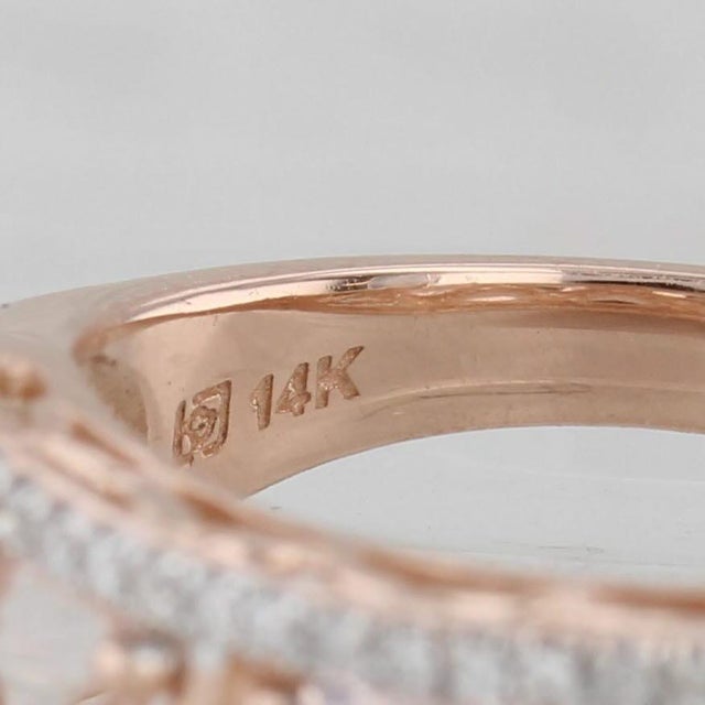 Mid 20th Century 3.22ctw Morganite Diamond Ring 14k Rose Gold Size 8 Cocktail For Sale In Greensboro - Image 6 of 8