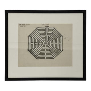 Pen and Ink Drawing of a Labyrinth, Possibly a Garden Design Plan, Circa 1900 For Sale
