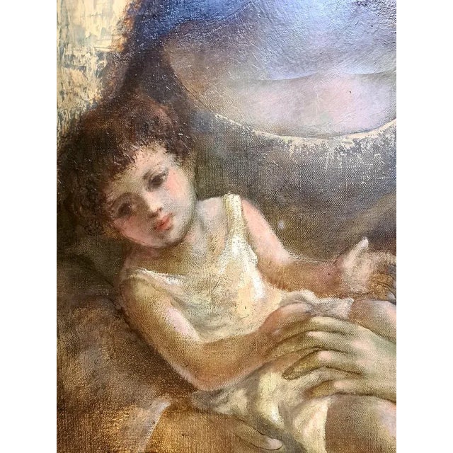 Brown Guy Cambier, Mother and Child, Large Oil on Canvas, 1960s, Framed For Sale - Image 8 of 9