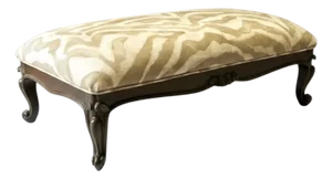 Early French Louis XV Style Carved Walnut Bench / Ottoman in Zebra Velvet