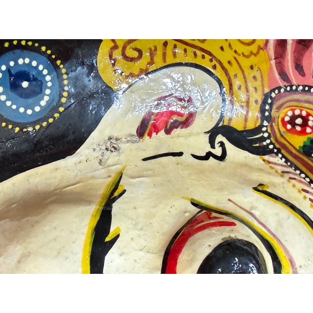 Vintage Nepalese Newar Hand-Painted Papier-Mâché Mask, Kathmandu Valley Style For Sale In Portland, OR - Image 6 of 10