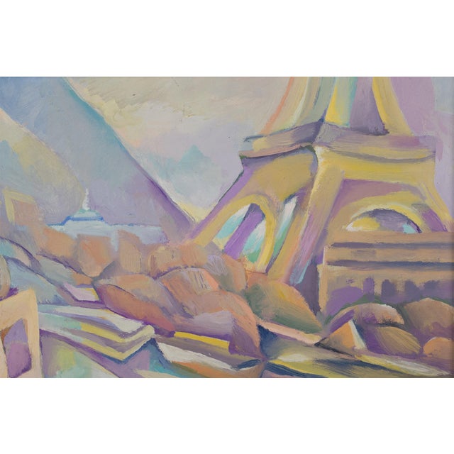 Textile The Yellow Eiffel Tower, Oil on Canvas Painting by Claude-Max Lochu For Sale - Image 7 of 15