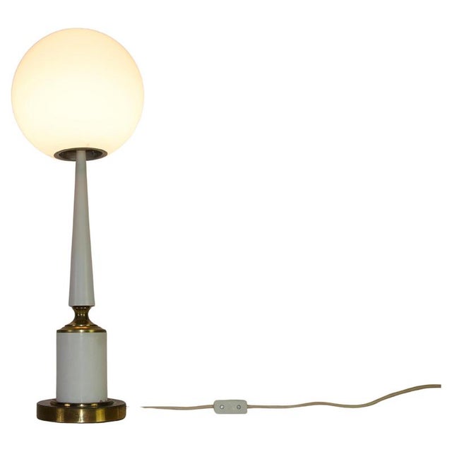 Vintage Italian Table Lamp in White Metal and Opal Glass, 1960s For Sale - Image 15 of 15