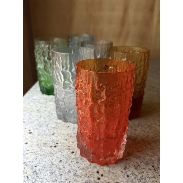 Italian Textured Bark Glasses in the style of Geoffrey Baxter, 1960s, Set of 6 For Sale - Image 18 of 18