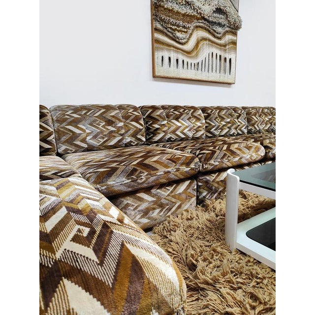 Vintage Modular Sofa with Geometric Pattern, 1970s, Set of 6 For Sale - Image 9 of 9