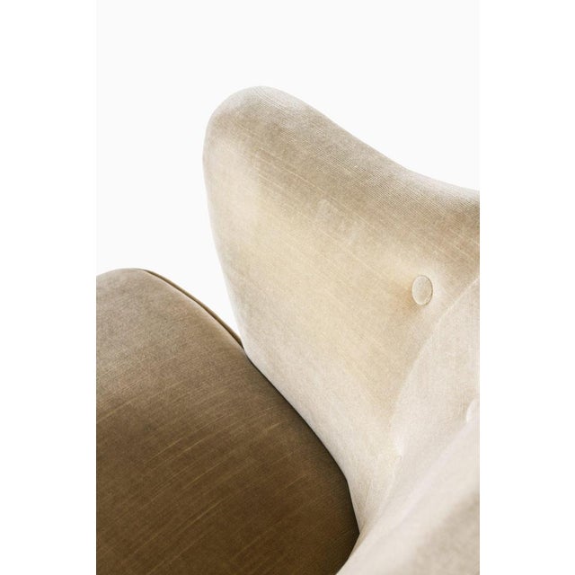 Textile Set of Easy Chairs in Ash Legs with Velvet Mohair attributed to Flemming Lassen, 1940s For Sale - Image 7 of 11