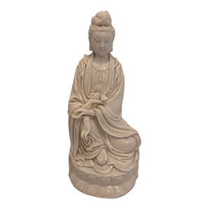 Vintage Blanc De Chine Porcelain Guanyin Statue, 12”
