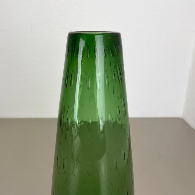 Large Green Murano Glass Bullicante Bubble Vase, Italy, 1970s For Sale - Image 13 of 18
