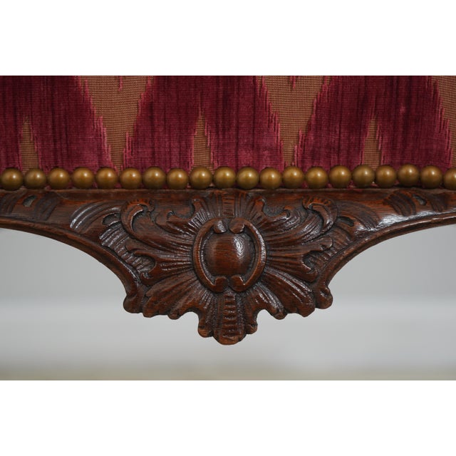 Brown Antique English Carved Paw Foot Chippendale Mahogany Ottoman For Sale - Image 8 of 12