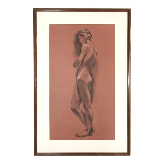 Vintage Original Drawing of a Standing Nude Woman by Barbara Dahlin For Sale