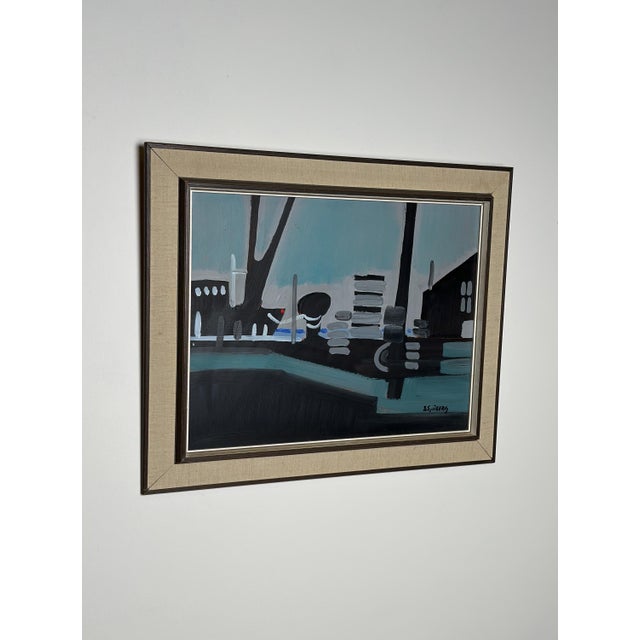Bertil Sjöberg, Midnight Harbour, Oil on Panel, Framed For Sale - Image 18 of 18