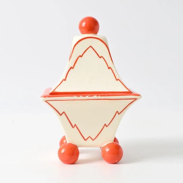 Hand-painted earthenware cubist style box. Made in 1920s in the former Czechoslovakia.