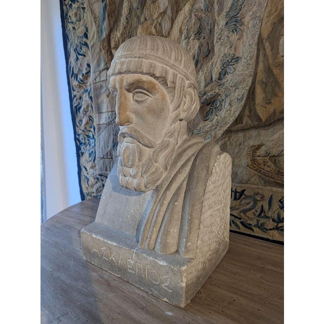 French School Artist, Bust of Aesculapius, 19th Century, Stone For Sale - Image 12 of 13