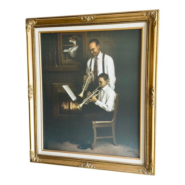 Mid-Century Modern Color Lithograph on Canvas, "Generations" by Jay C Baka For Sale