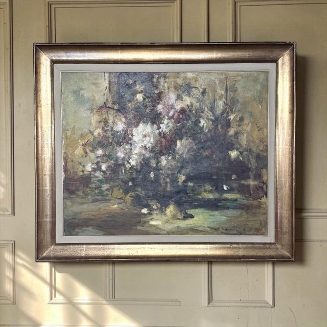 Framed Oil Painting on Canvas by Martin Bollé (1912–1968) 'Still Life with Bouquet of Roses' dated 1961 captures the...