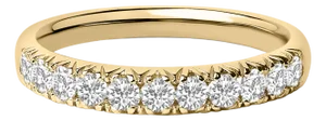 14K Yellow Gold 1/2 Cttw Round Diamond 11 Stone Classic Band - Size 6