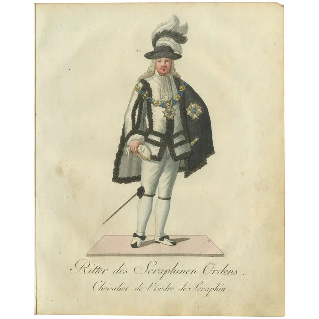 Schwan, Knight of the Seraphim Order, 18th Century, Engraving For Sale
