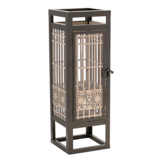 Cut Out Wood Candle Holder with Iron Frame 15"H For Sale