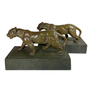 Early 1900’s Pair of Barye “Jaguar Qui Marche No 2” Bronzed Sculptures/Bookends For Sale