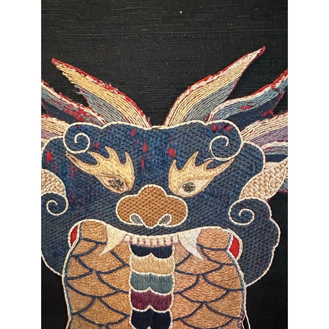 Textile Antique Qing Dynasty Chinese Silk Embroidery Panel - Couched Gold Thread Dragon Fish Yu Hualong - For Sale - Image 7 of 10