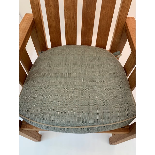 1990s Brown Jordan Mission Teak Patio Set With Table and Six Chairs