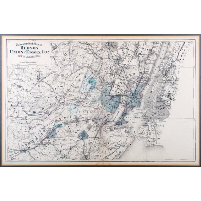 1872 Map of Hudson, Union and Essex Counties, New Jersey Chairish