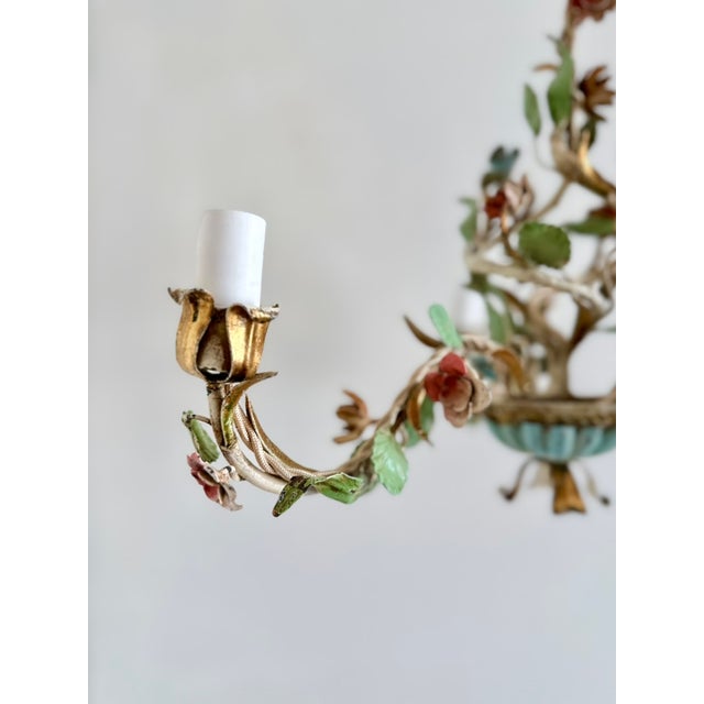 Italian Florentine Tole Chandelier, 1950s For Sale - Image 18 of 18
