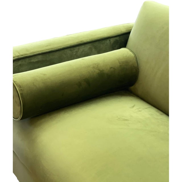 Textile Brand New Loveseat Sofa Avocado Green Velvet Upholstery Solid Wood Frame’ For Sale - Image 7 of 7