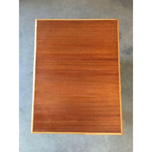 Wood 1950s Restored Large 1-Strand Rattan "Hour Glass" Cocktail Side Table with Wood Top For Sale - Image 7 of 8