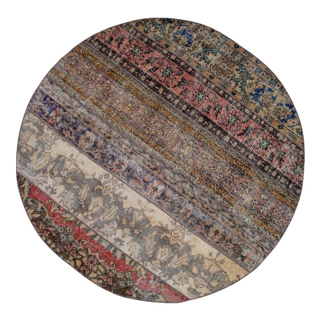 Hand Knotted Turkish Round Rug Bohor Decor Area Rug - 5'1" Diameter For Sale