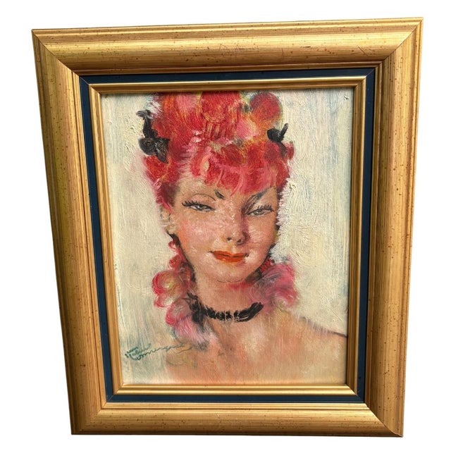 Jean Gabriel Domergue, Portrait Composition, 1890s, Oil Painting on Panel, Framed For Sale - Image 9 of 9
