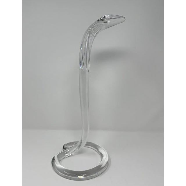 Daum Daum France Crystal Standing Hooded Cobra Snake Sculpture (Large: 16.5”, Clear, Vintage, 1980s) For Sale - Image 4 of 18