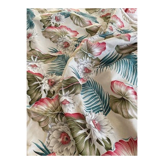 Vintage 2001 Tropical Print Trendtex Fabrics Cotton Barkcloth Floral. 5 Yards For Sale
