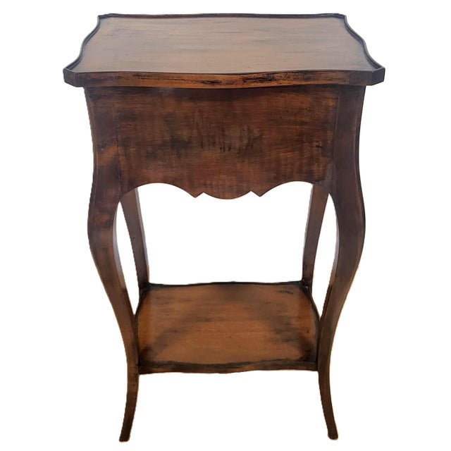 Pair Vintage Louis XV French Style Walnut Two Drawer Side Table Nightands For Sale - Image 9 of 11
