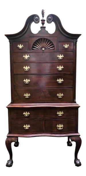 Vintage 1920’s Mahogany Serpentine Front Highboy