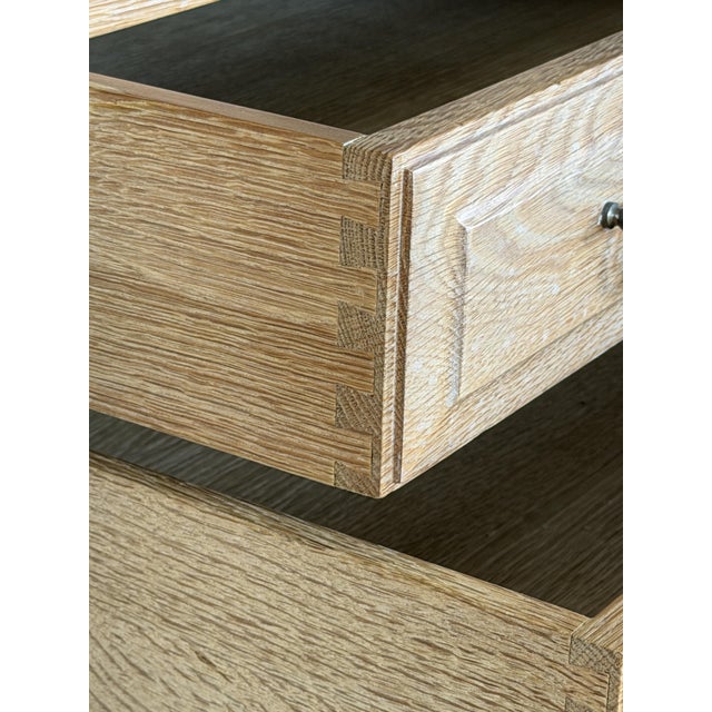 Wood Mid-Century Modern Oak Credenza with Leaded Glass by Henning Kjærnulf, 1960s For Sale - Image 7 of 10