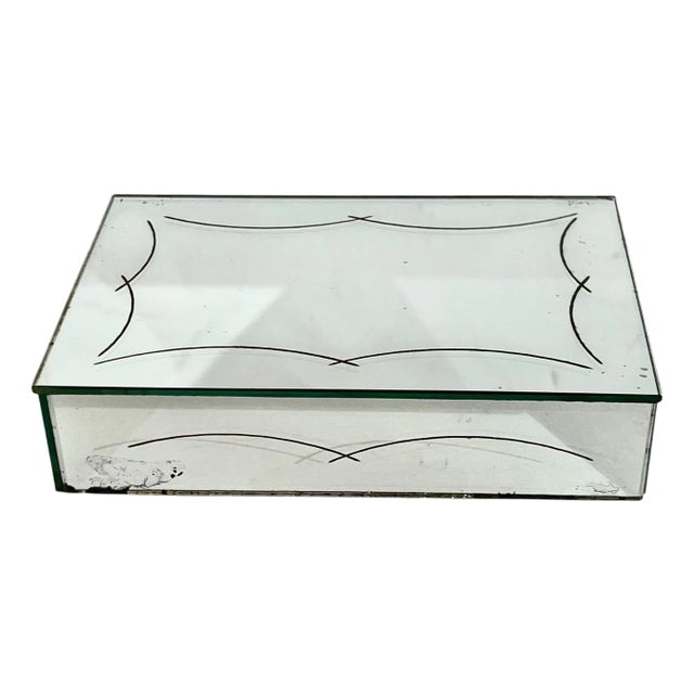 Vintage French Art Deco Eglomise Mirror Glass Cigarette Box For Sale