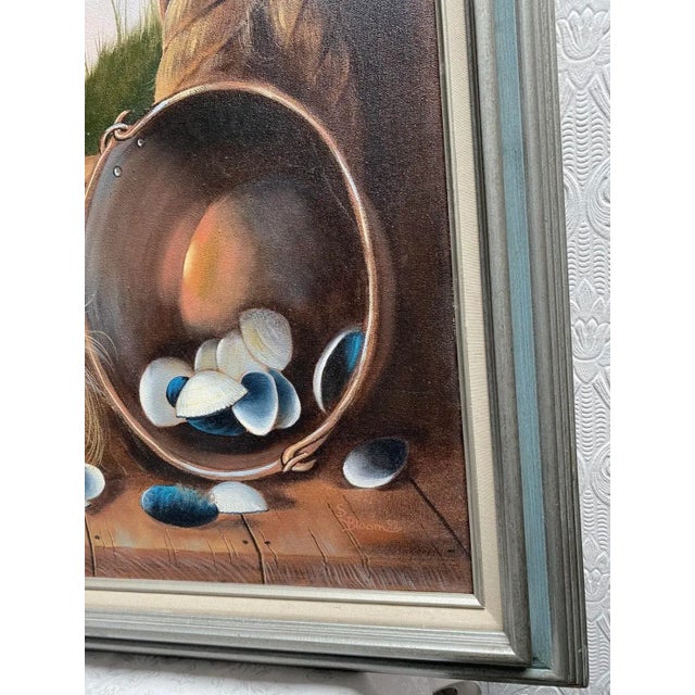 Sharon Bloom 1992 New England Style Window Scene Framed Oil Painting For Sale - Image 9 of 12
