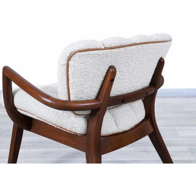 1950s Boucle and Leather Arm Chairs by Paul Laszlo - a Pair For Sale - Image 12 of 13