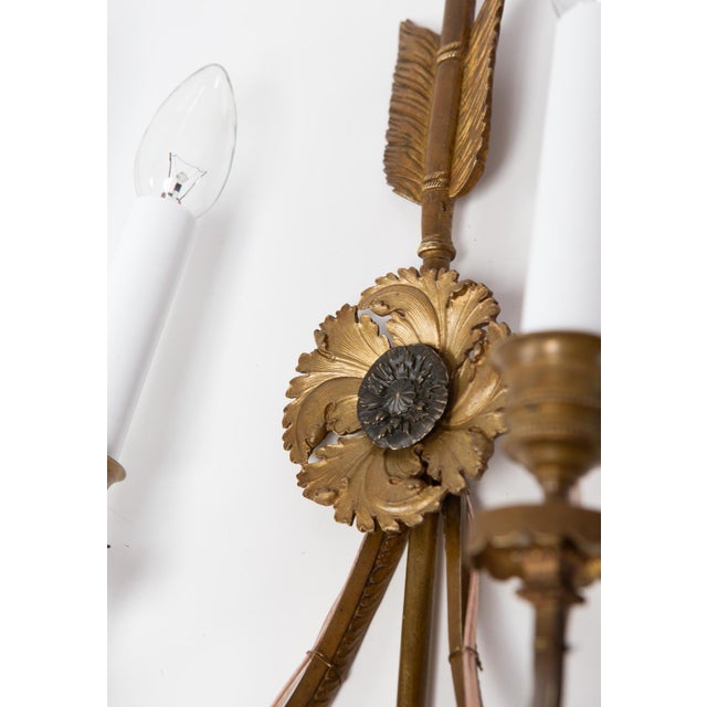 Traditional Large French Empire Style Arrow Wall Sconces, 1800s, Set of 2 For Sale - Image 3 of 10