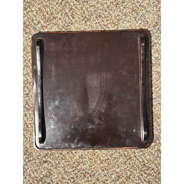 Japanese Vintage Japanese Hand-Painted Lacquer Tea Tray For Sale - Image 3 of 12