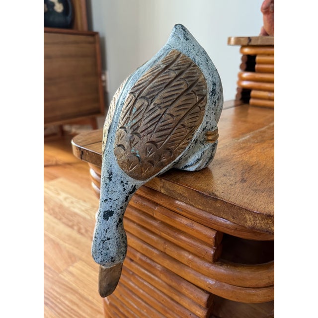 Folk Art Diving Duck Shelf Wooden Figure For Sale - Image 3 of 4