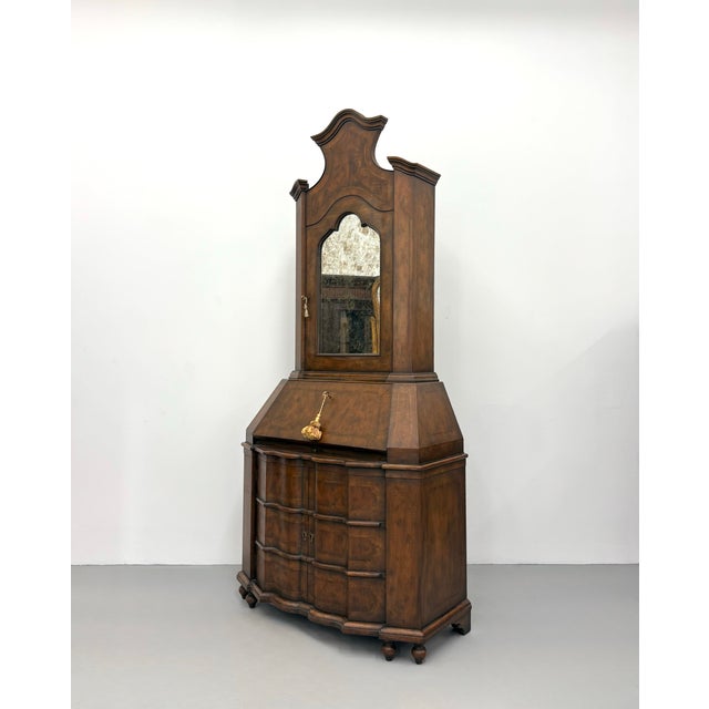 Vintage Walnut Secretary With Mirror For Sale - Image 4 of 6